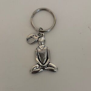 Silver Meditation Keychain with Yin Yang Charm